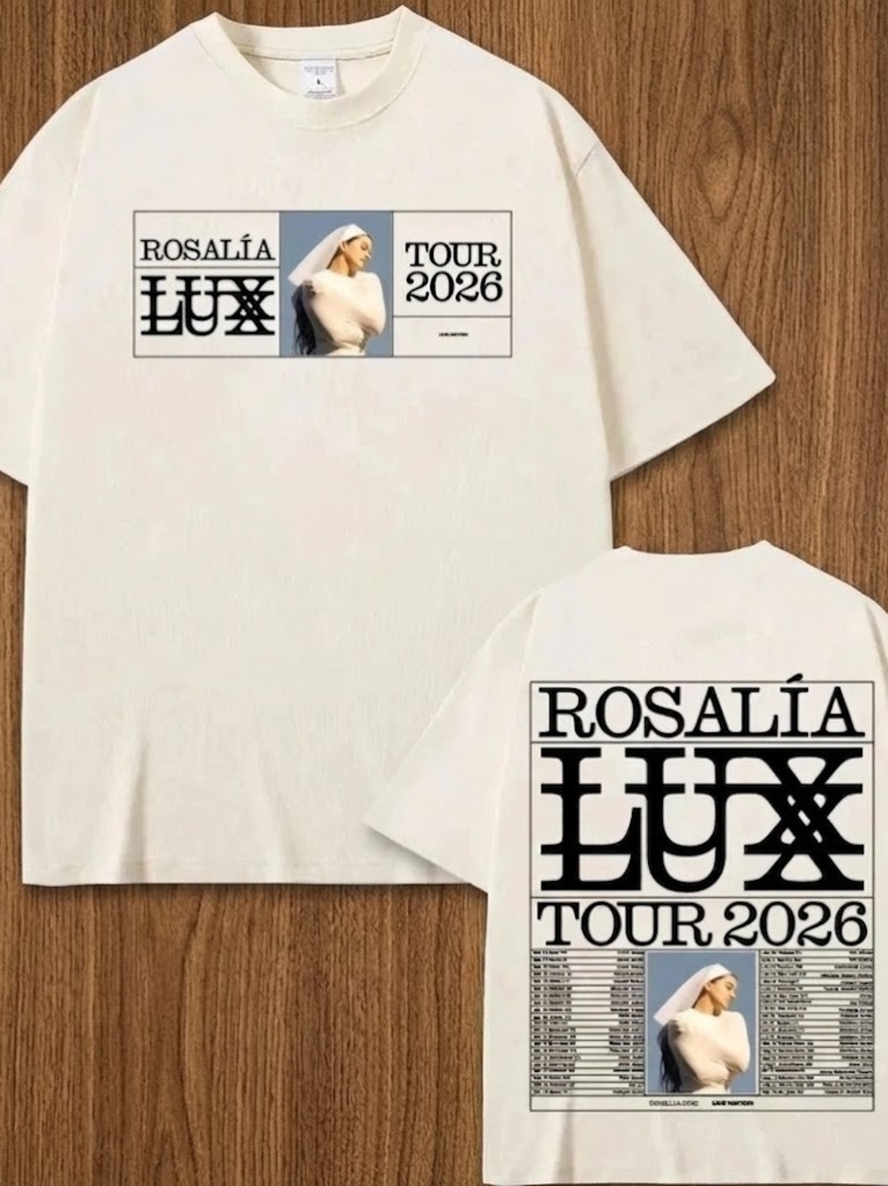ROSALIA LUX Tour 2026 Double Sided Concert Fan Shirt